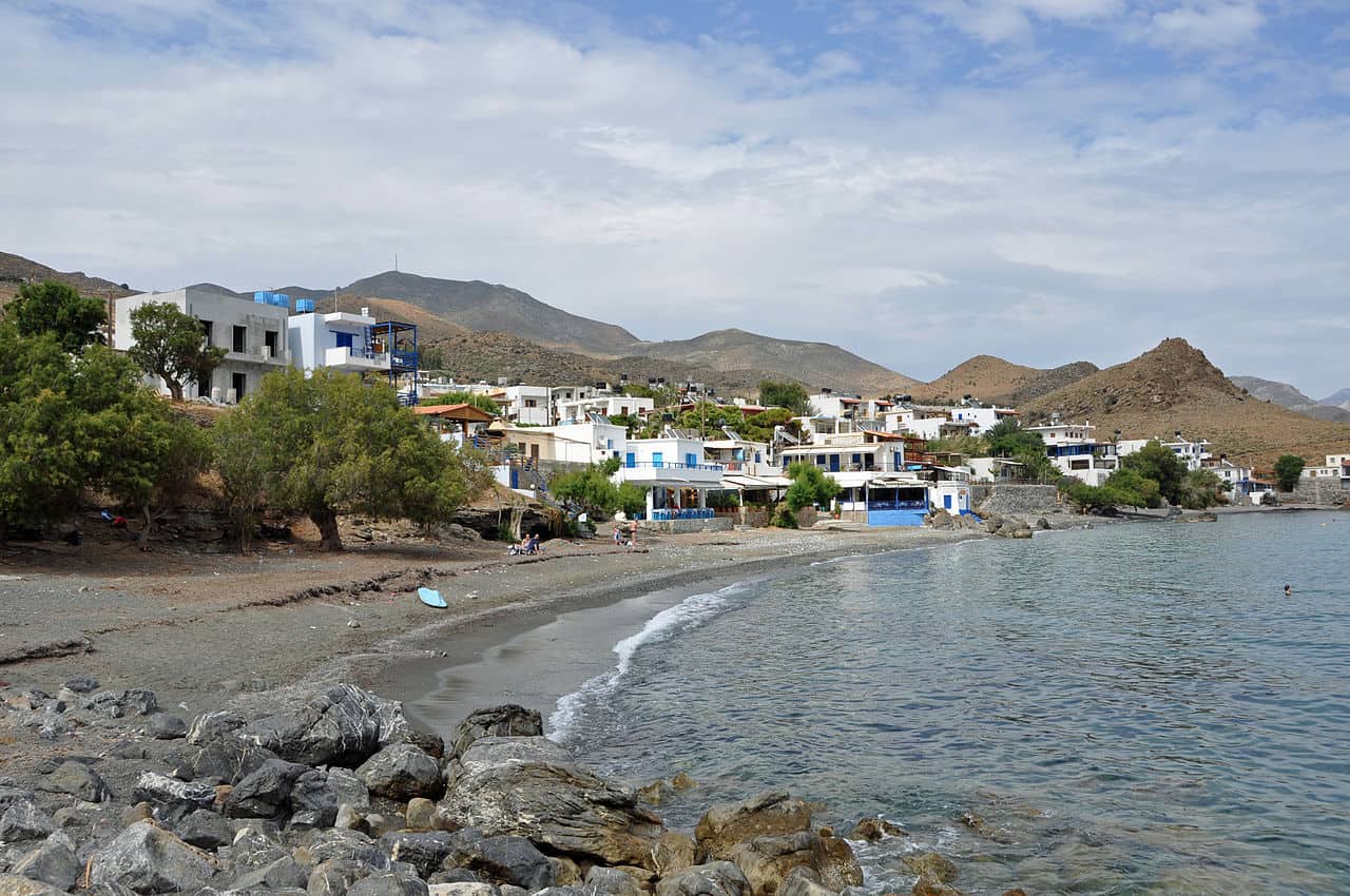 The seaside village of Lentas, 73 km southwest of Heraklion, Crete