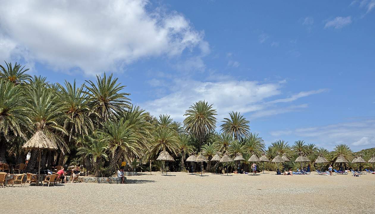 The Vai palm beach and forest, 94 km northeast of Agios Nikolaos, Crete