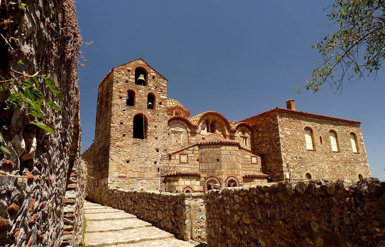 Mystras, on the slopes of Mt Taygetos. 