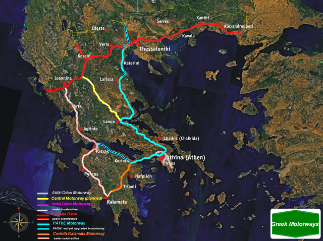 Map of Greek Motorway Network.