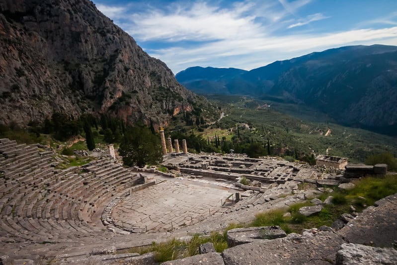 The archaeological site of Delphi, Greece. 