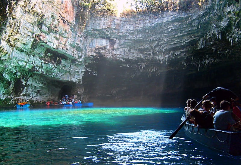 The cave and lake of Melissani, 10 km northwest of Argostoli