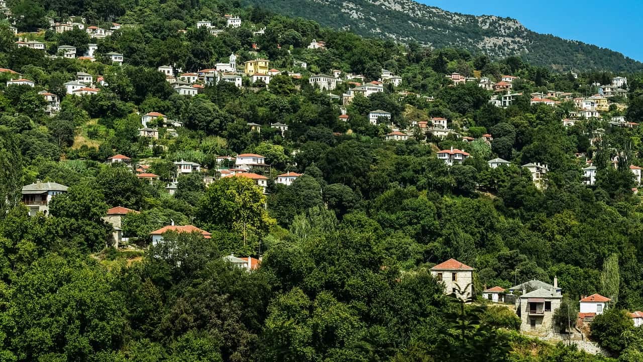Milies, 28km east of Volos, in the dense forests of central Pelion,