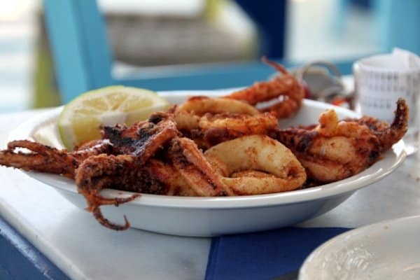 kalamarakia, fried calamary, clean monday dish
